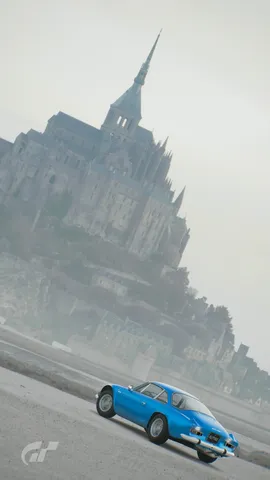 霧中の絶景、ブルーの流線