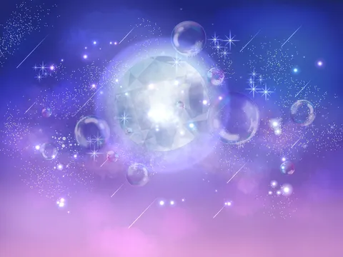 煌めく泡とクリスタルの宇宙