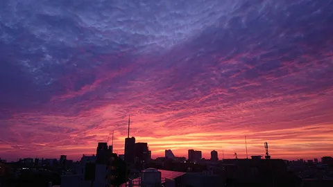 夕暮れの都市と空の詩