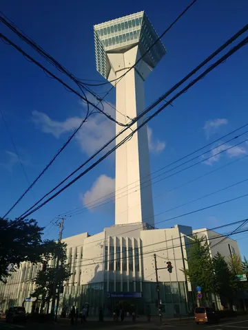 青空にそびえるタワーと電線