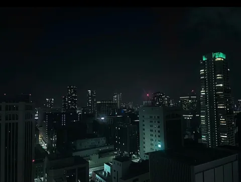 光の粒、都会の夜景