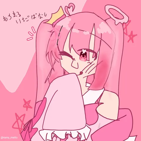 ピンク色の世界でキュートに微笑む