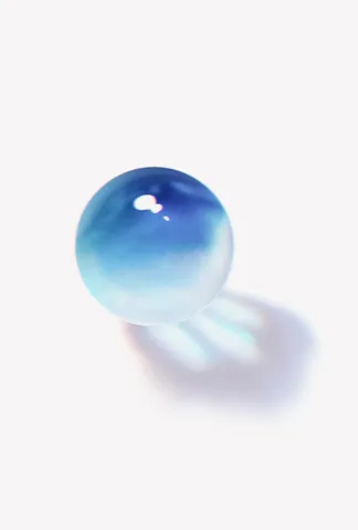 水滴に映る空の青