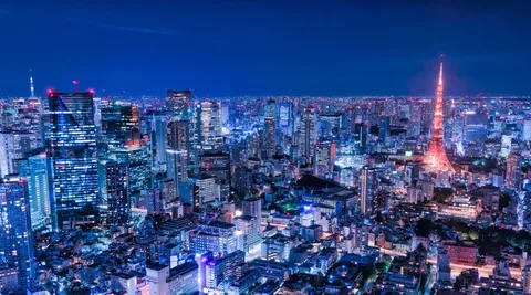 ネオンきらめく大都会の夜景