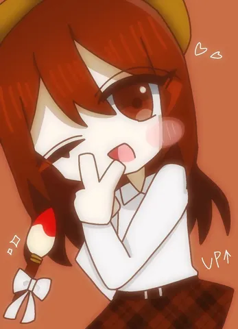 なんか描いてる？自信満々ピース！