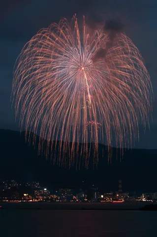夜空に咲く花火の群像