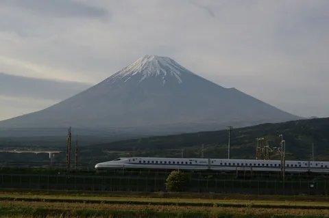 富士と新幹線、日本の情景