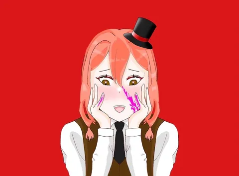 トップハットと頬の紅潮