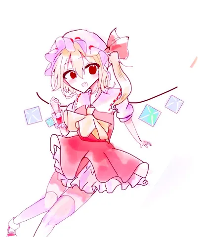 ピンクの世界に揺れるポーズ