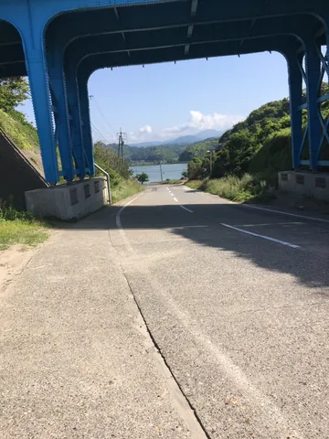 青い橋の下に広がる風景