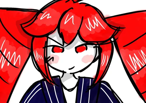 赤いツインテールの元気な影