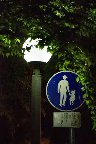 静かな夜、寄り添う光と影