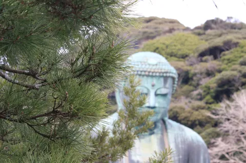 緑の合間から覗く仏