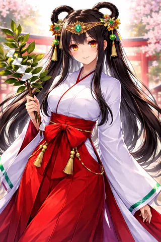 春風と紅の帯が揺れる