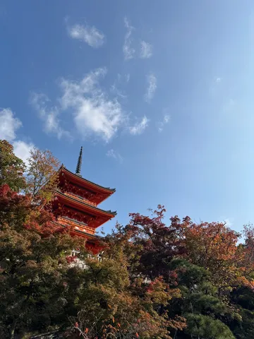 色づく寺院の朱色