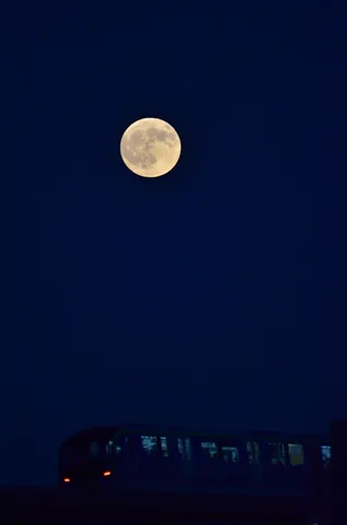 夜空を駆ける月と列車の旅