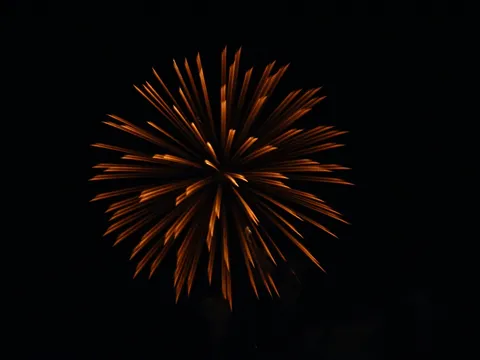 夜空に咲いたオレンジの花火