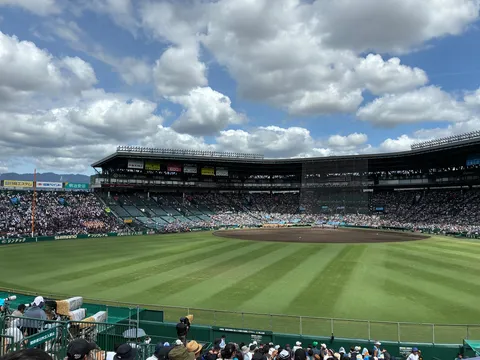 青空と歓声の球場風景