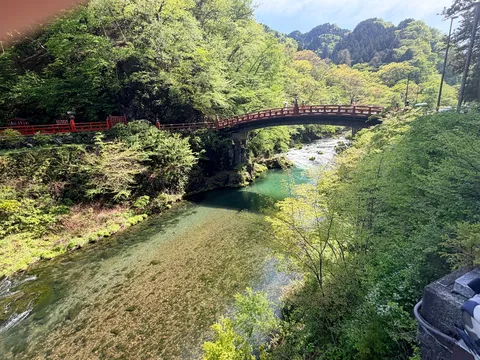 緑と赤の架け橋が生む光景