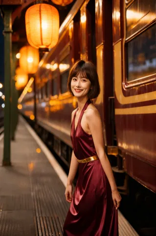 旅情を誘う、ドラマチックな夜の駅