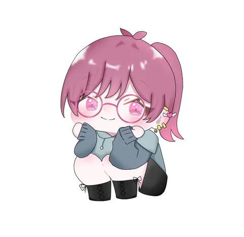 ピンク髪の少女、ポーズに夢中