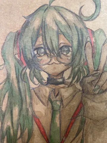 緑髪ツインテの元気いっぱいなイラスト