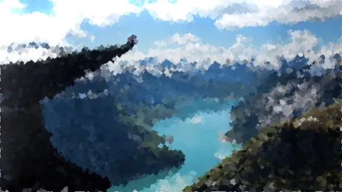 低解像度の山岳劇場