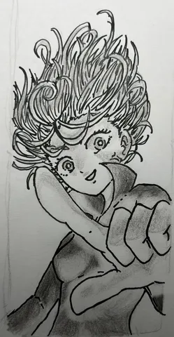 躍動感あふれる髪の毛の少女