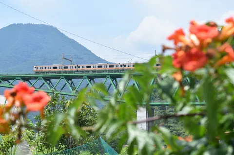 花の応援団、今日も電車を見送る