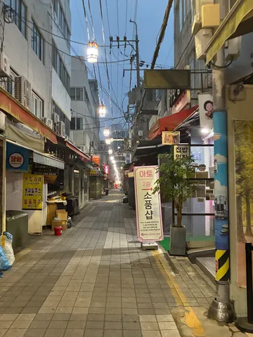 提灯が誘う夜の商店街