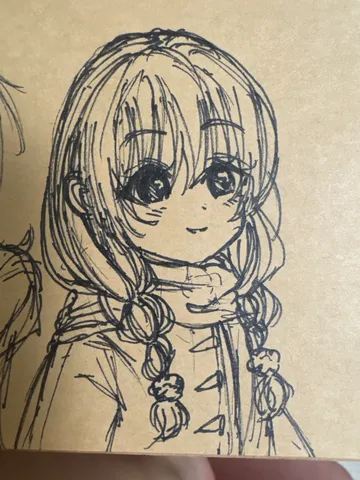 鉛筆で描いた少女のスケッチ
