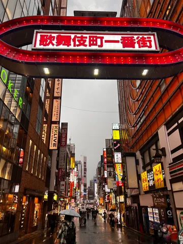 雨に濡れる、歌舞伎町一番街の光