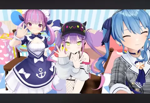 三人のVTuber、仲良しショット！