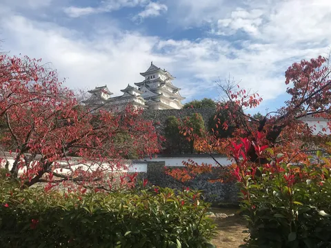 紅葉と白鷺城、秋の色彩