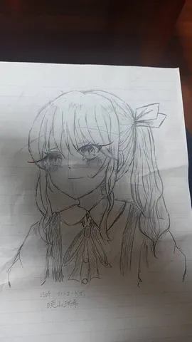 線画で描かれた憂いを帯びた瞳