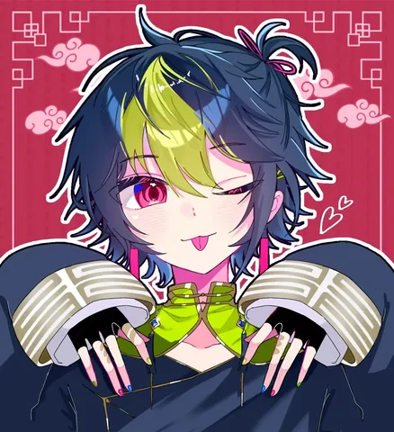 ぺろっとウィンク、指先キラリ