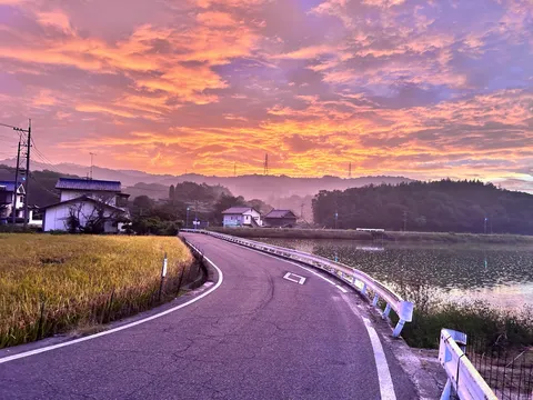 水辺にほどける夕焼け