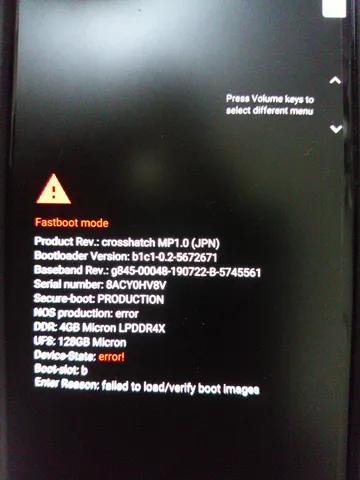 原因不明？「Fastboot mode」の警告画面