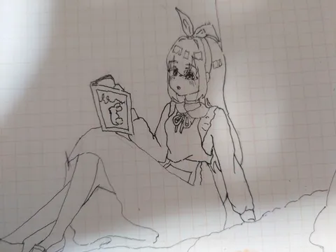 読書する少女、静かな時間