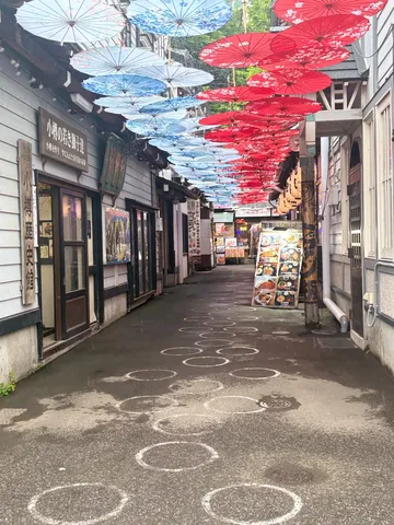 雨粒と傘の回廊