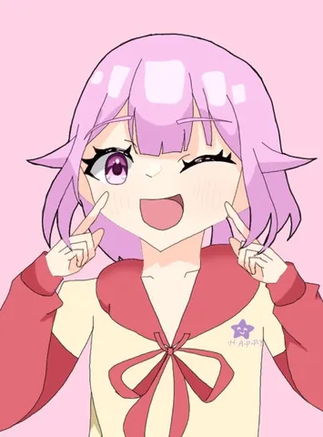 ほっぺに指、キュートなウィンク