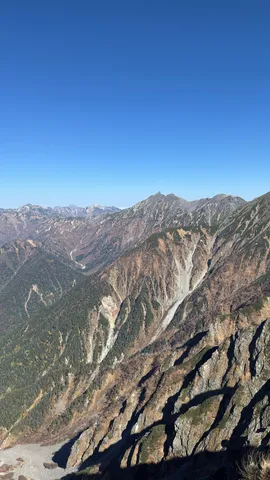 青い空に鋭い尾根の風景