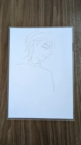 ペン画の横顔、クールな視線
