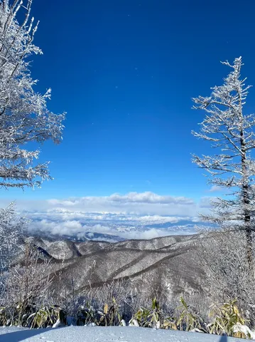 雪化粧の山々と澄み渡る青空