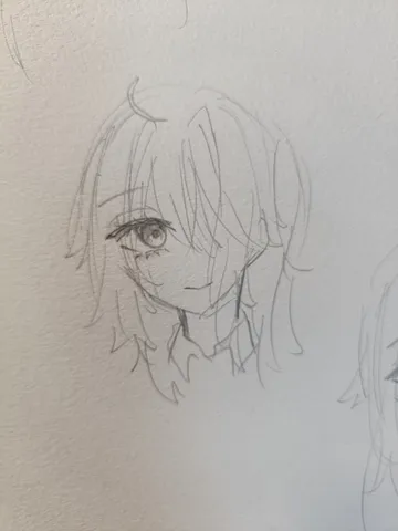 憂いを帯びた、繊細な鉛筆画