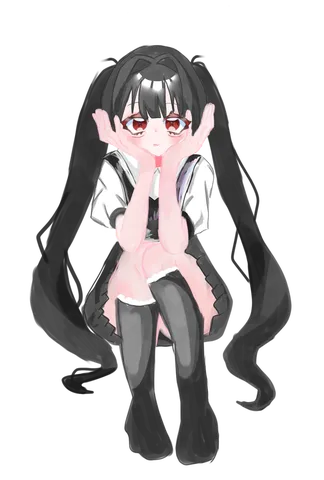 退廃的な可愛さ、黒髪ツインテの少女