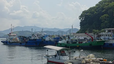 港の青と影の風景