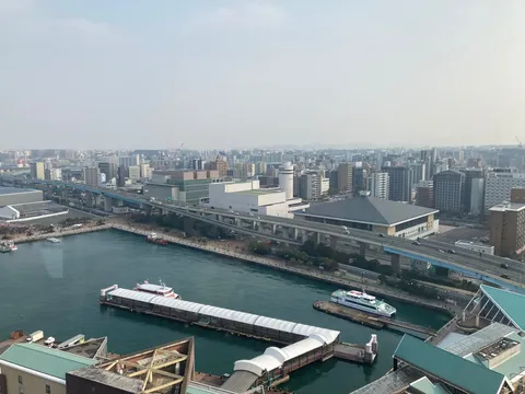 都会の港、船たちもキッチリ整列！