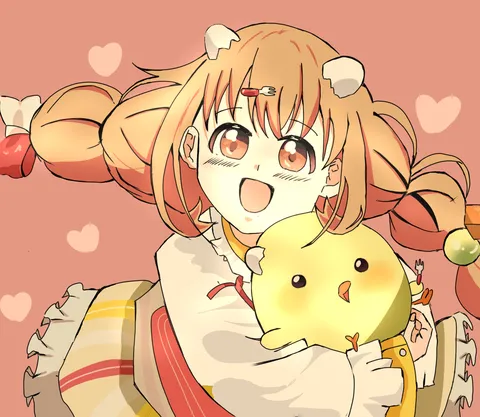 ひよこと少女のキュートな時間