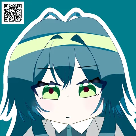 青い髪の少女のクールな視線